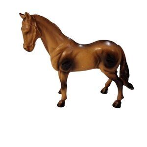 New Ray Hollow Bay Plastic Horse Figure Brown Black Vintage
